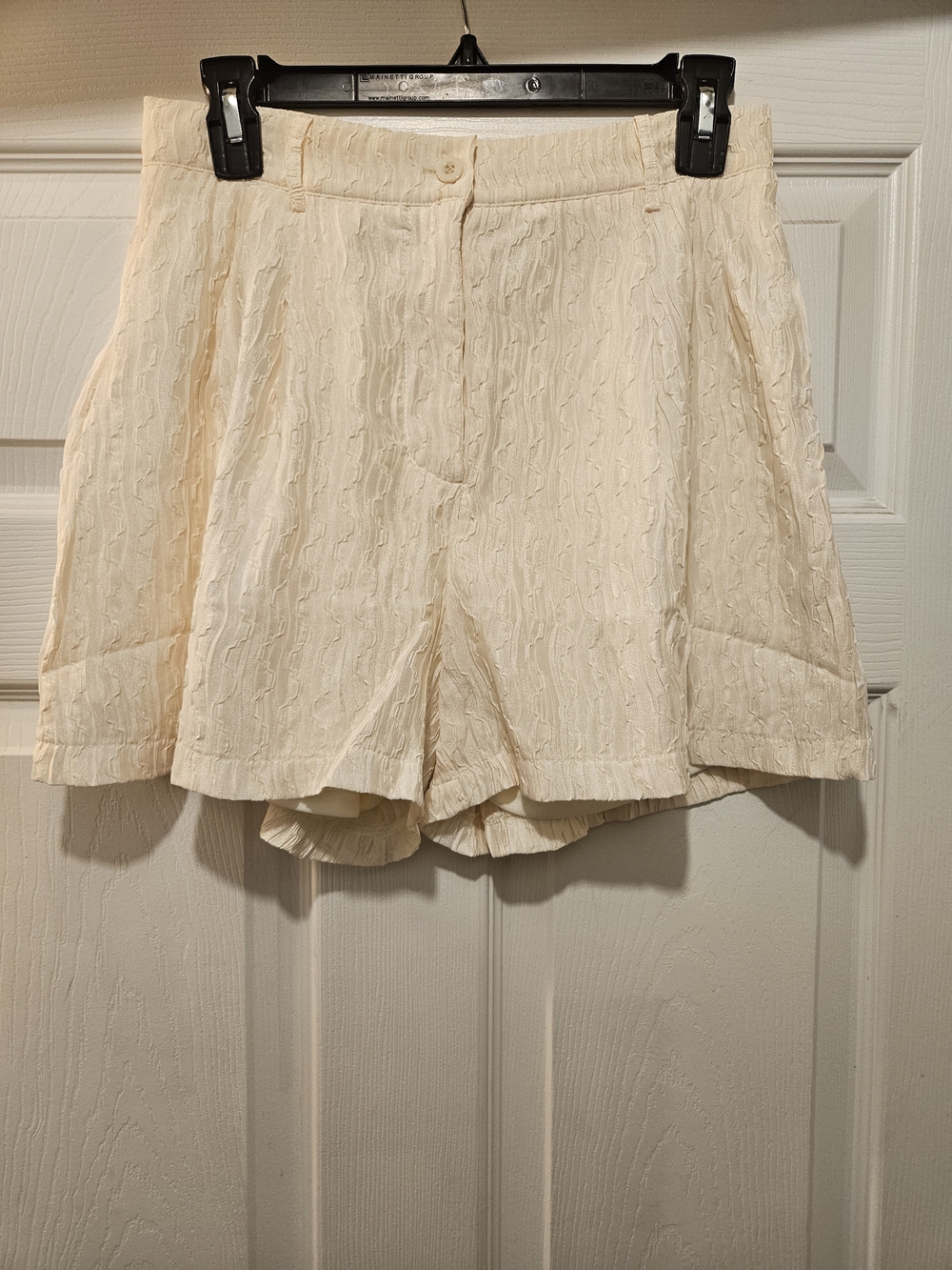 Boutique High-Waist Cream Textured Women's Shorts